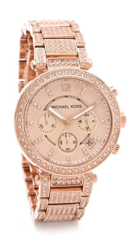 michael kors parker glitz watch rose golden